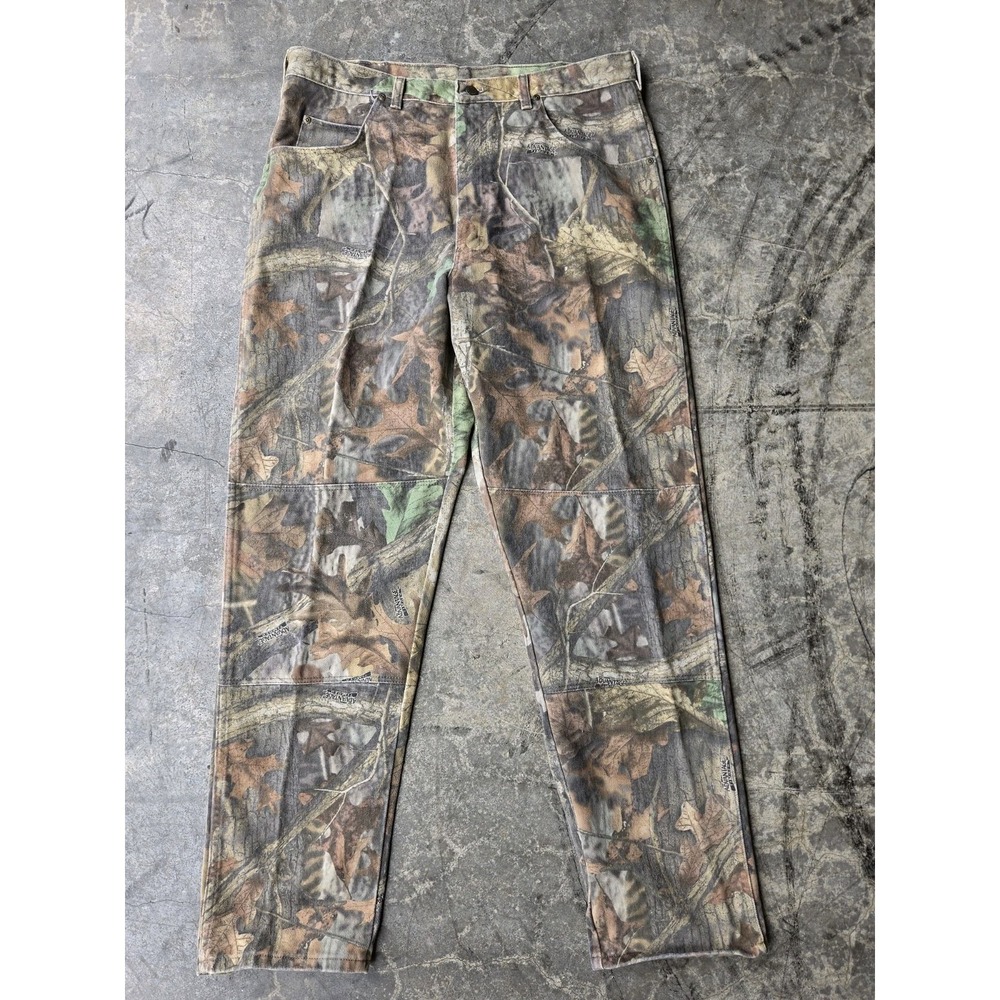 Vintage Wrangler Mossy Oak Double Knee Denim Pants 38x34 Tree Camo Workwear